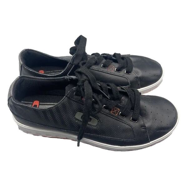 Oakley Shoes Mens 8 Black Leather Sneakers Two Barrel Lace Up Round Toe Casual - Picture 1 of 6
